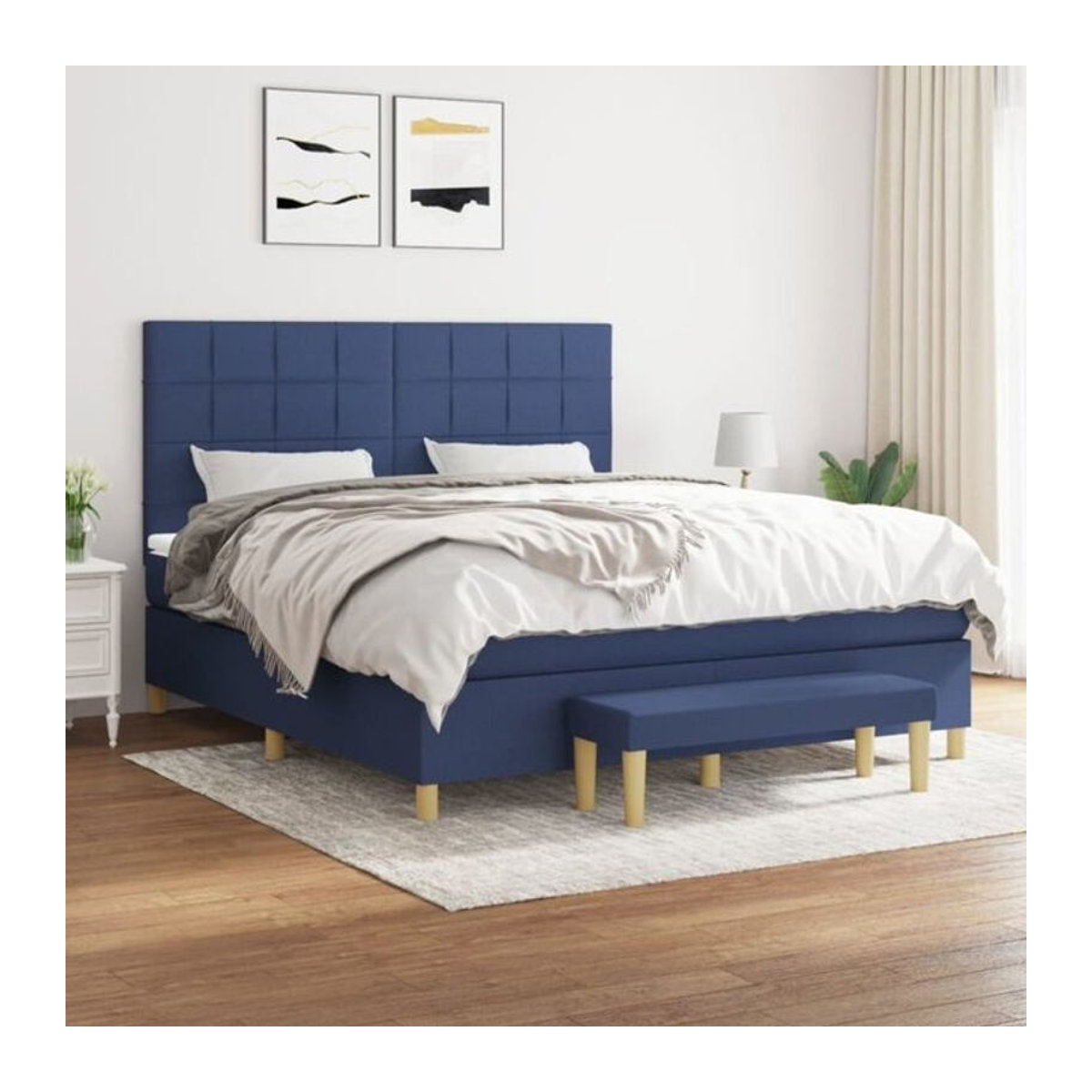 Vidaxl Boxspringbett mit Matratze in Blau aus Stoff und Holzwerkstoff B/T/H: 180 x 200 cm - Bild 1