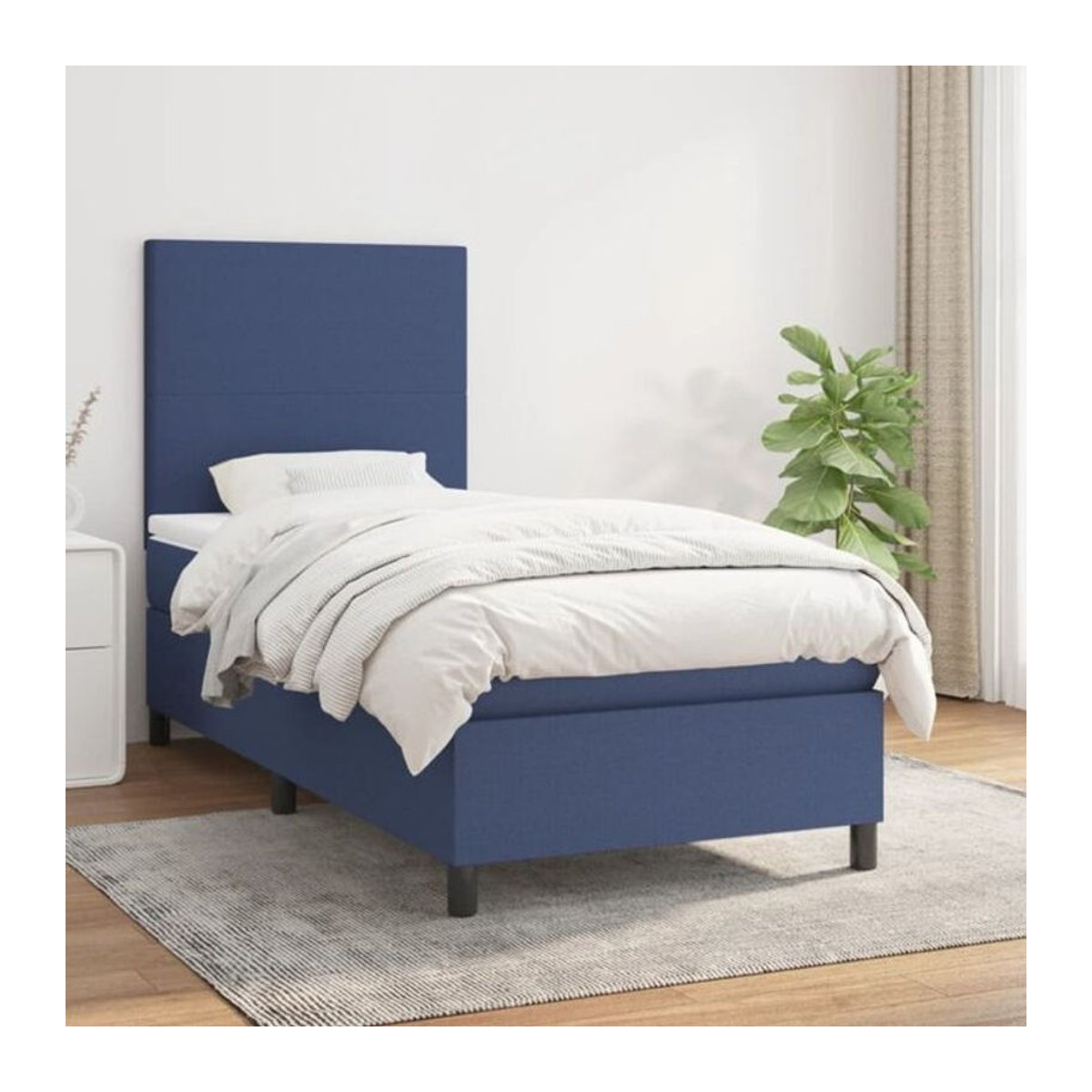 Vidaxl Boxspringbett mit Matratze in Blau aus Stoff und Holzwerkstoff B/T/H: 90 x 190 x 118 cm - Bild 1