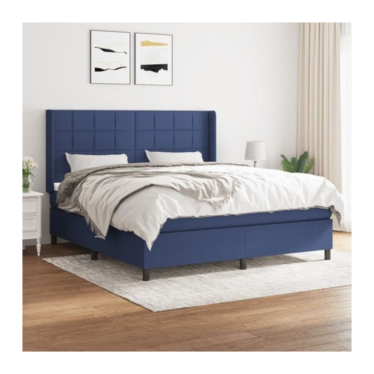 Vidaxl Boxspringbett mit Matratze in Blau aus Stoff und Massivholz B/T/H: 160 x 200 x 118 cm - Bild 1