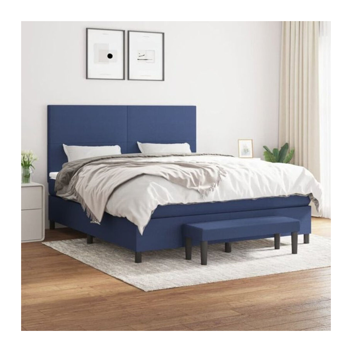 Vidaxl Boxspringbett mit Matratze in Blau, modernes Polsterbett aus Stoff, B/T: 180 x 200 cm - Bild 1