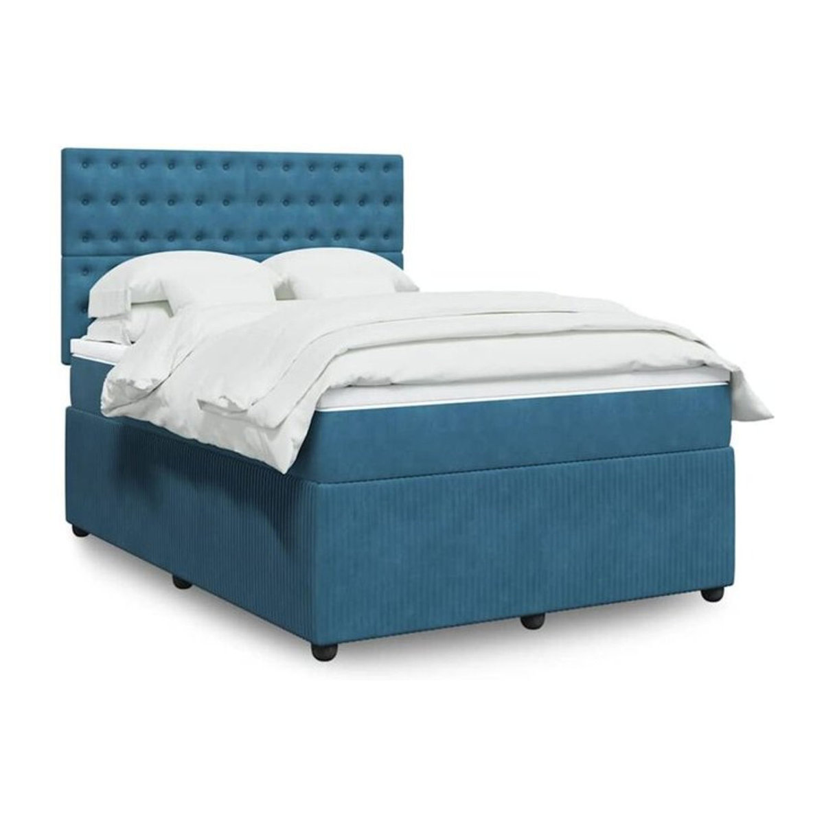 VIDAXL Boxspringbett mit Matratze in Blau und Weiß aus Samt, B/T/H: 140 x 200 cm - Bild 1