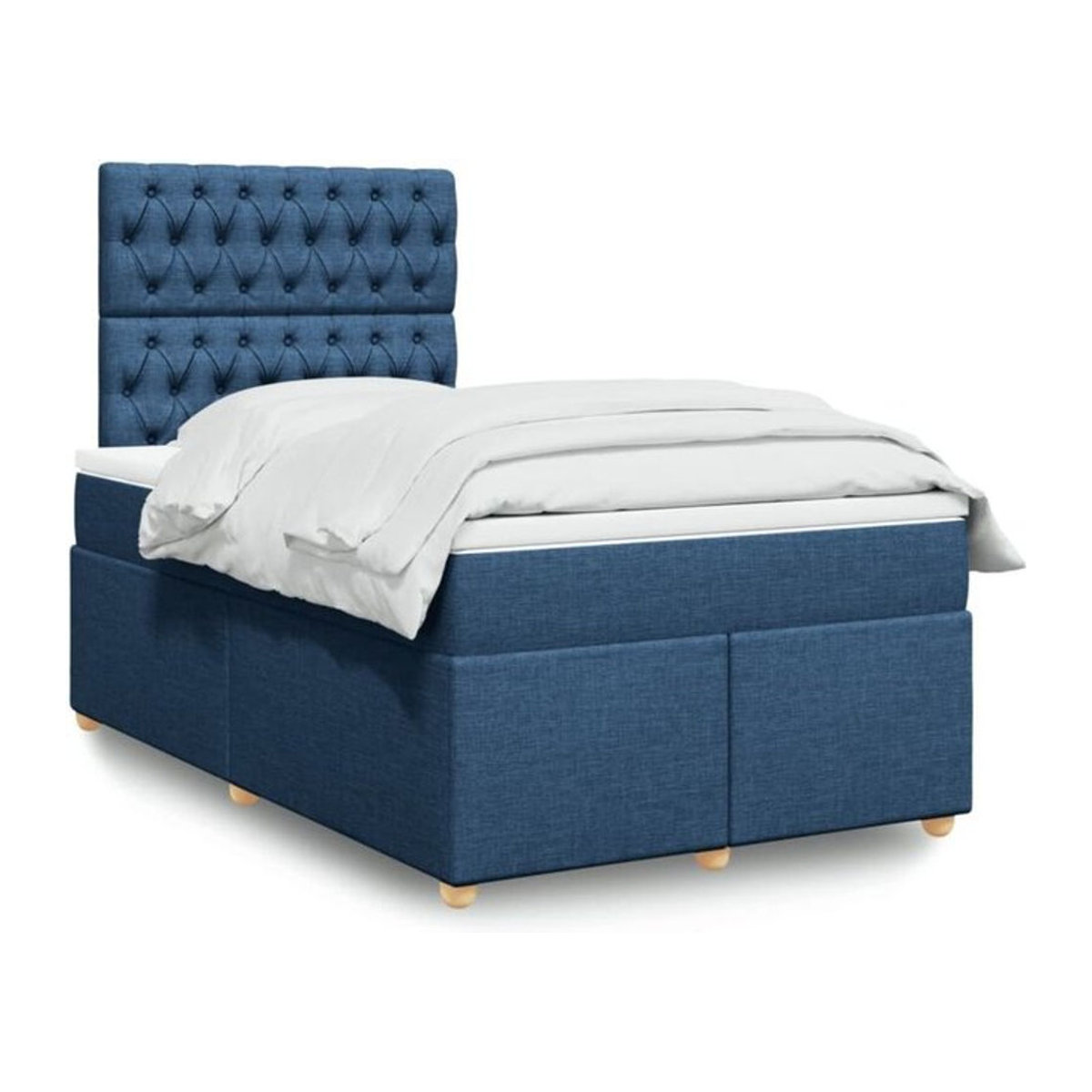 Vidaxl Boxspringbett mit Matratze in Blau und Weiß aus Stoff, B/T: 120 x 190 cm - Bild 1