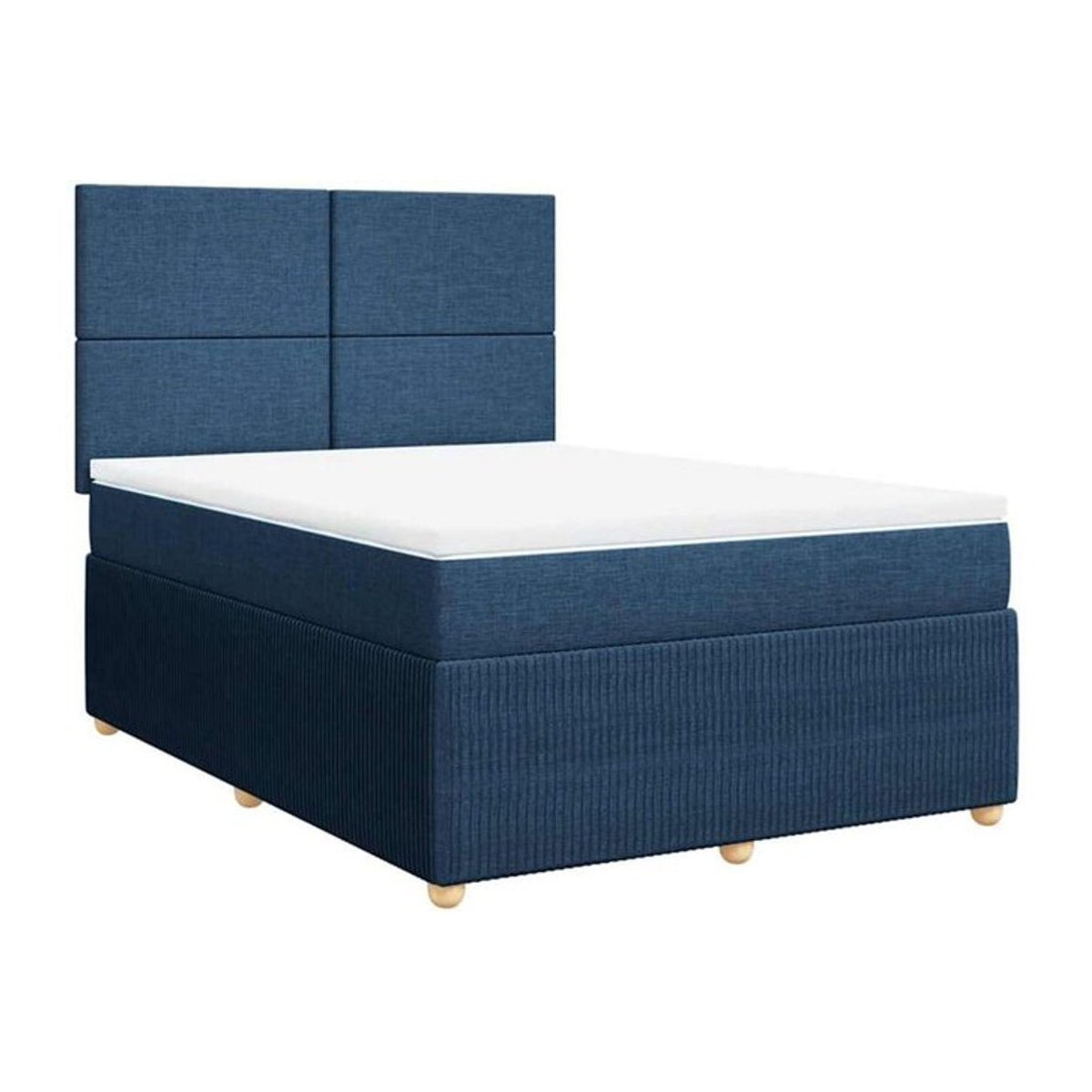 Vidaxl Boxspringbett mit Matratze in Blau und Weiß aus Stoff, B/T/H: 140 x 190 cm - Bild 1