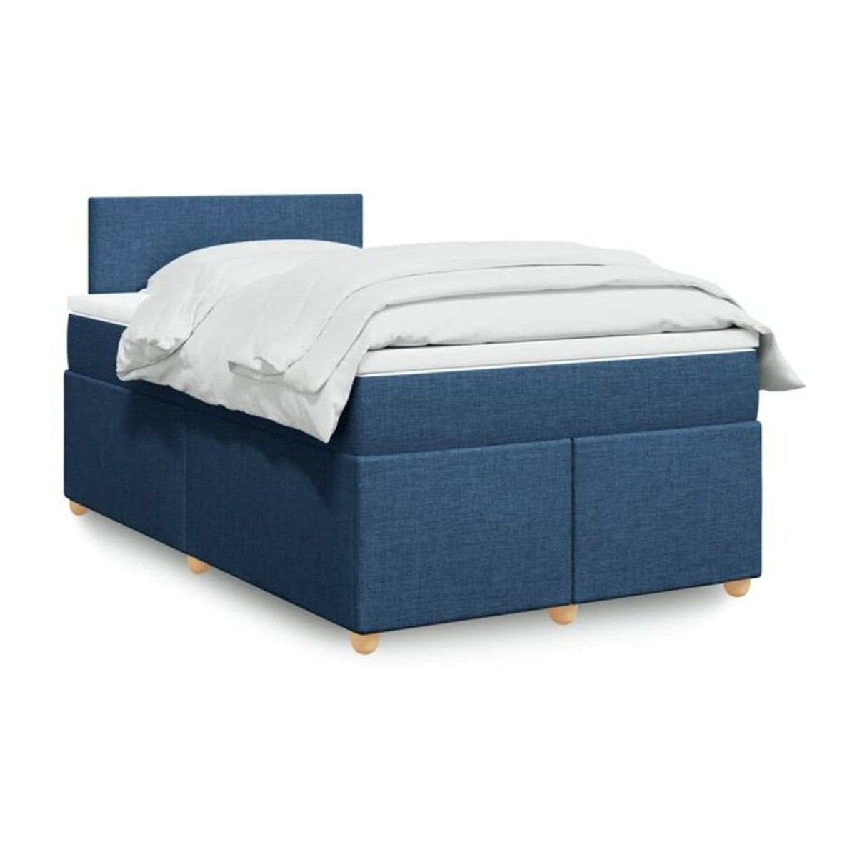 vidaxl Boxspringbett mit Matratze in Blau und Weiß aus Stoff, B/T/H: 190 x 120 x 100,5 cm - Bild 1
