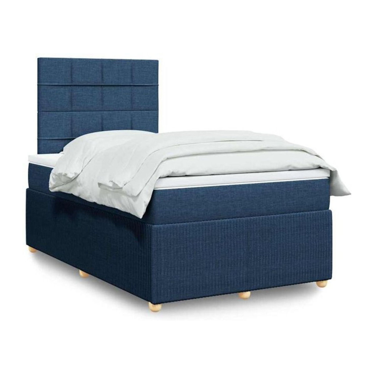 Vidaxl Boxspringbett mit Matratze in Blau und Weiß aus Stoff, B/T/H: 190 x 120 x 150,5 cm - Bild 1
