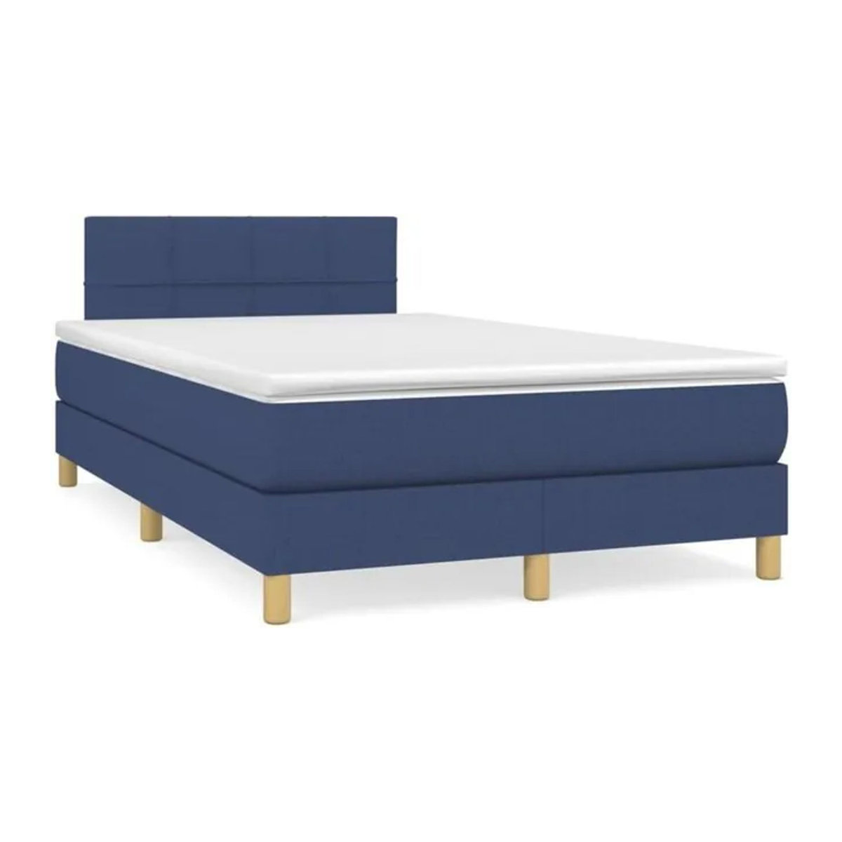 Vidaxl Boxspringbett mit Matratze in Blau und Weiß aus Stoff, B/T/H: 190 x 120 x 78 cm - Bild 1