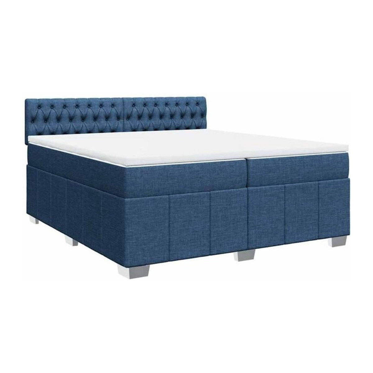 vidaxl Boxspringbett mit Matratze in Blau und Weiß aus Stoff, B/T/H: 200 x 200 x 100,5 cm - Bild 1