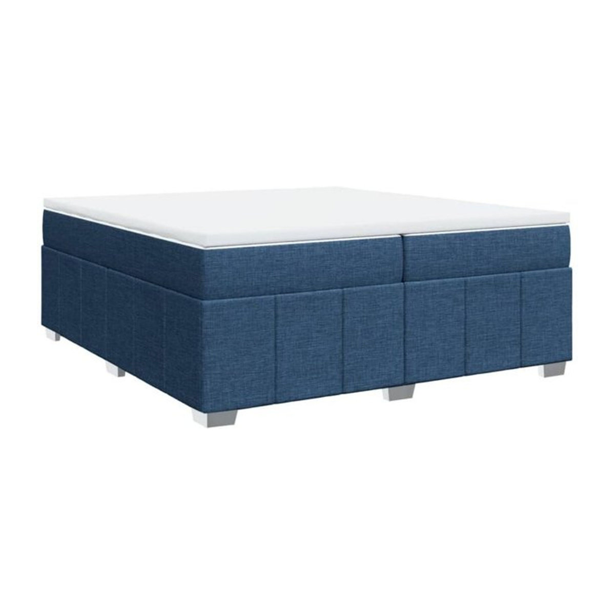 Vidaxl Boxspringbett mit Matratze in Blau und Weiß aus Stoff, B/T/H: 200 x 200 x 46 cm - Bild 1
