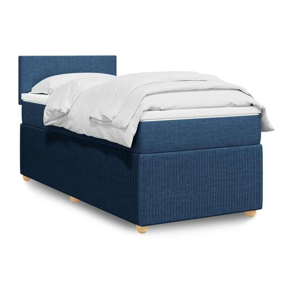 Vidaxl Boxspringbett mit Matratze in Blau und Weiß aus Stoff, B/T/H: 90 x 190 x 100,5 cm - Bild 1