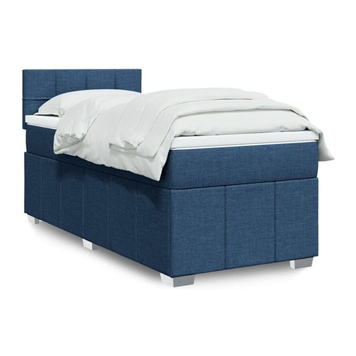 Vidaxl Boxspringbett mit Matratze in Blau und Weiß aus Stoff, B/T/H: 90 x 200 x 100,5 cm - Bild 1