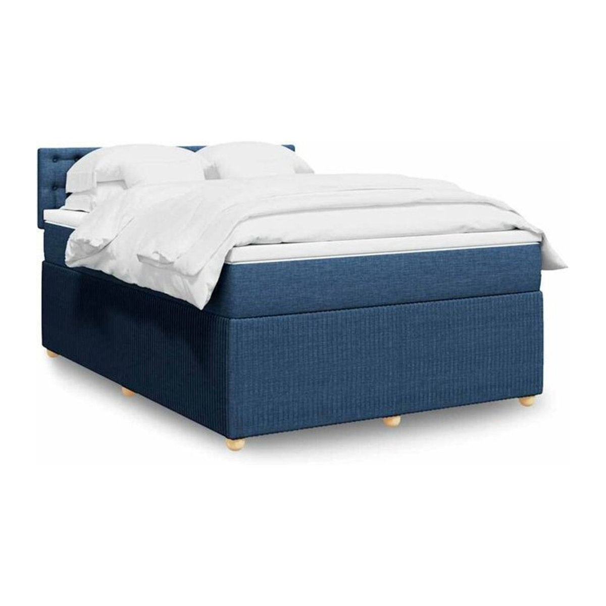 Vidaxl Boxspringbett mit Matratze in Blau und Weiß aus Stoff, Modernes Design, B/T/H: 160 x 200 x 100,5 cm - Bild 1