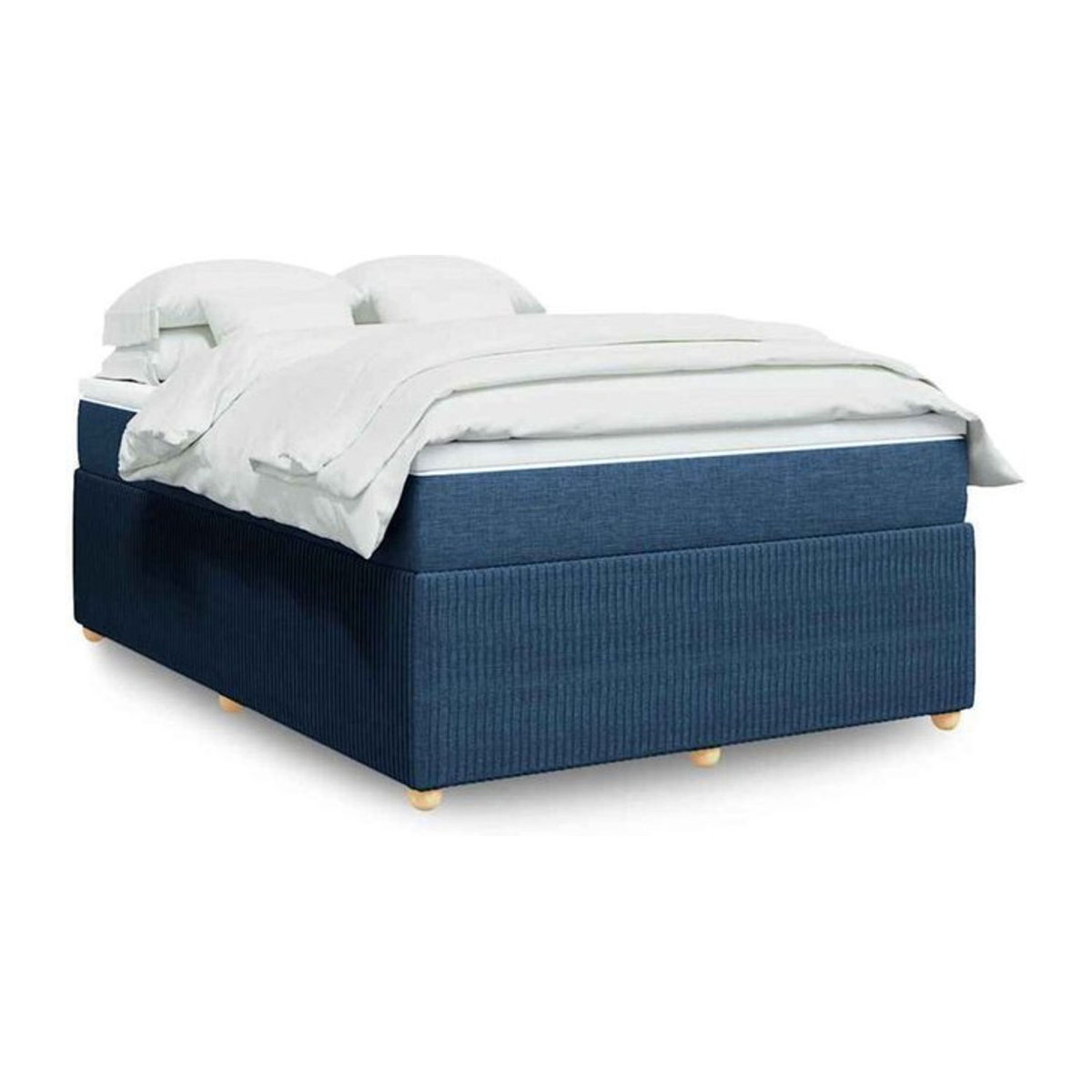 Vidaxl Boxspringbett mit Matratze in Blau und Weiß aus Stoff, Modernes Design, B/T/H: 160 x 200 x 46 cm - Bild 1