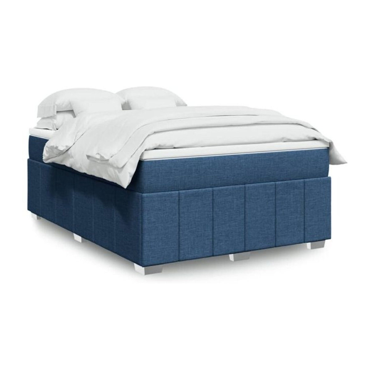 Vidaxl Boxspringbett mit Matratze in Blau und Weiß aus Stoff, Modernes Design, B/T/H: 160 x 200 x 46 cm - Bild 1