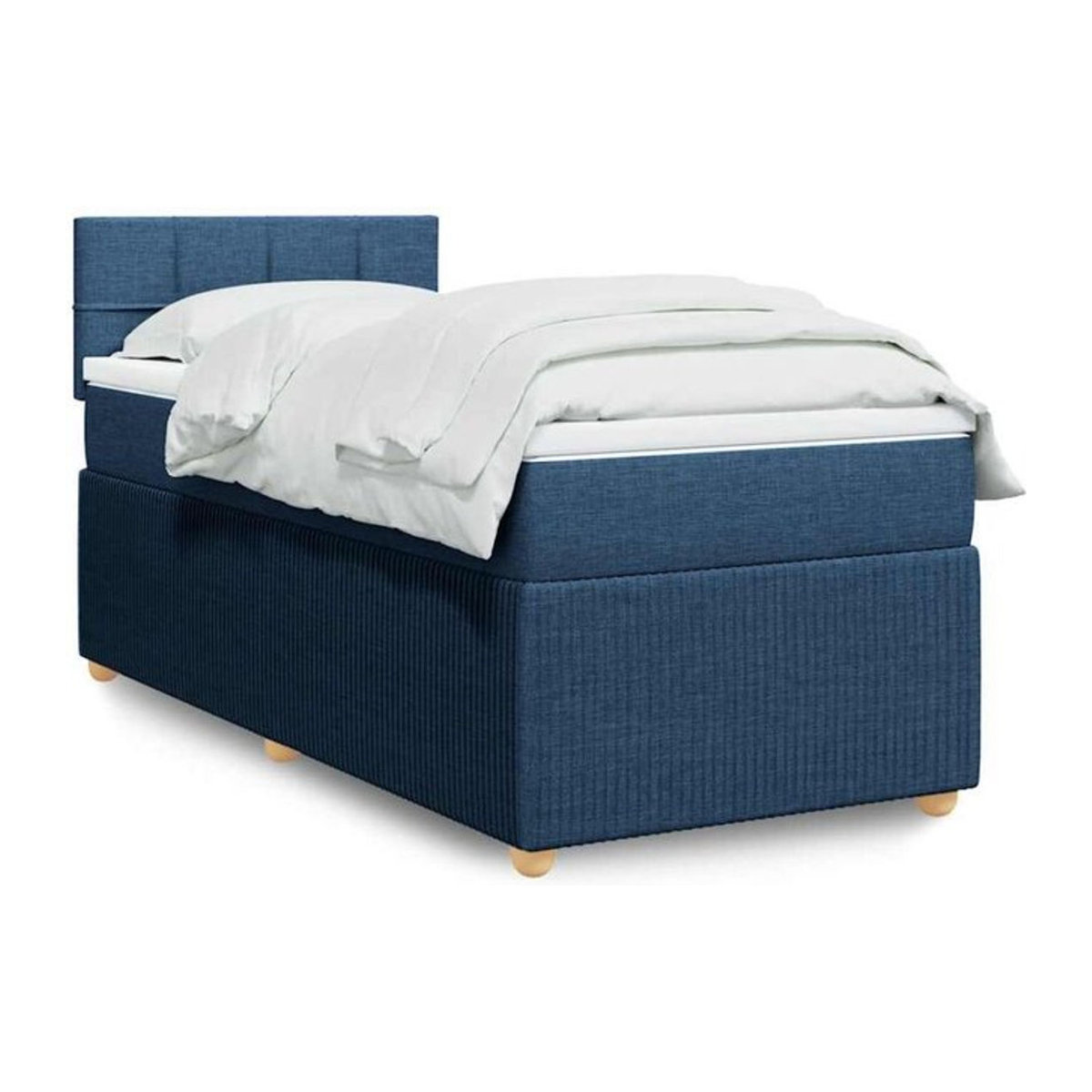Vidaxl Boxspringbett mit Matratze in Blau und Weiß aus Stoff, Modernes Design, B/T/H: 200 x 100 x 100,5 cm - Bild 1