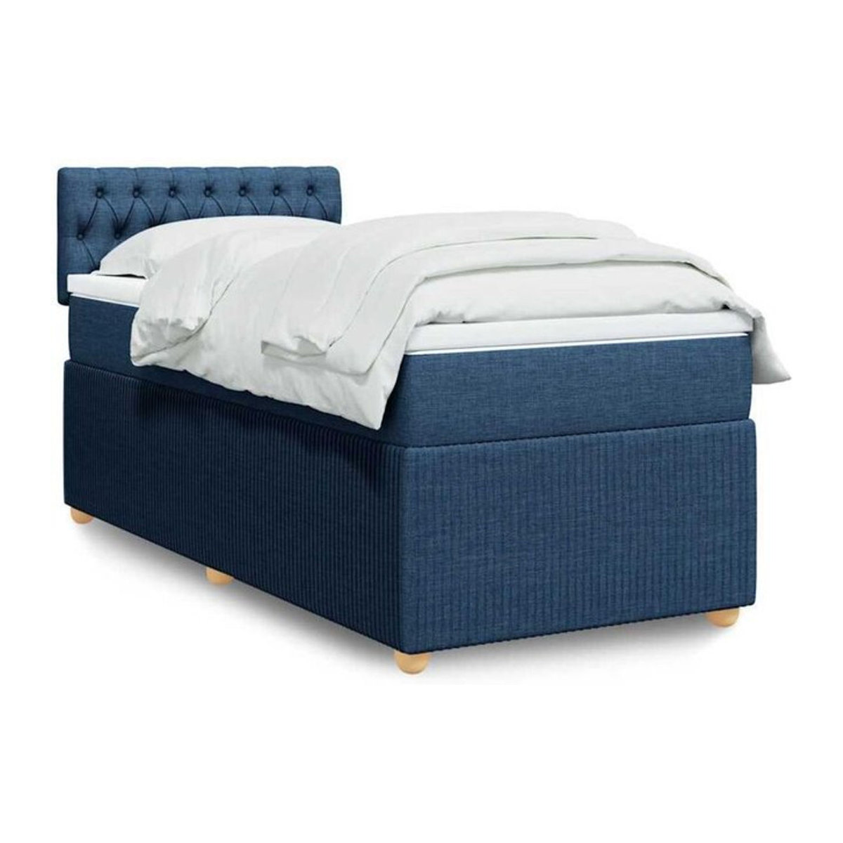 Vidaxl Boxspringbett mit Matratze in Blau und Weiß aus Stoff, Modernes Design, B/T/H: 200 x 100 x 100,5 cm - Bild 1