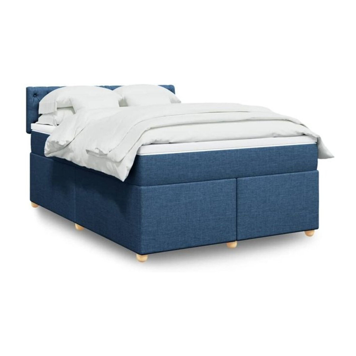 Vidaxl Boxspringbett mit Matratze in Blau und Weiß aus Stoff, Modernes Design, B/T/H: 200 x 160 x 100,5 cm - Bild 1