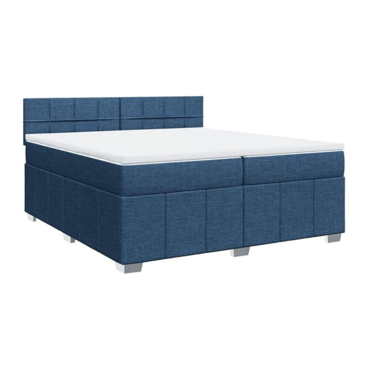 Vidaxl Boxspringbett mit Matratze in Blau und Weiß aus Stoff, Modernes Design, B/T/H: 200 x 200 x 100,5 cm - Bild 1