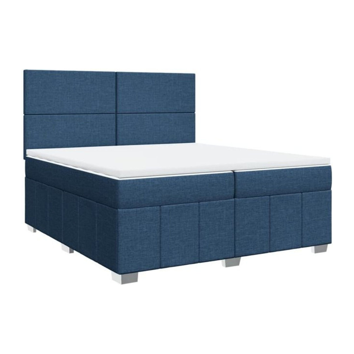 Vidaxl Boxspringbett mit Matratze in Blau und Weiß aus Stoff, Modernes Design, B/T/H: 200 x 200 x 140,5 cm - Bild 1