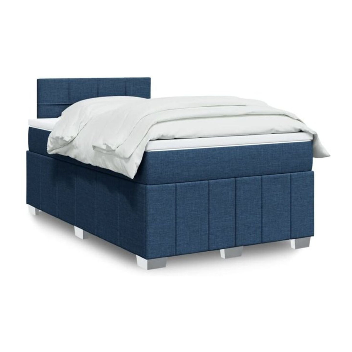 vidaxl Boxspringbett mit Matratze in Blau und Weiß aus Stoff und Holzwerkstoff, B/B/H: 120 x 200 cm - Bild 1