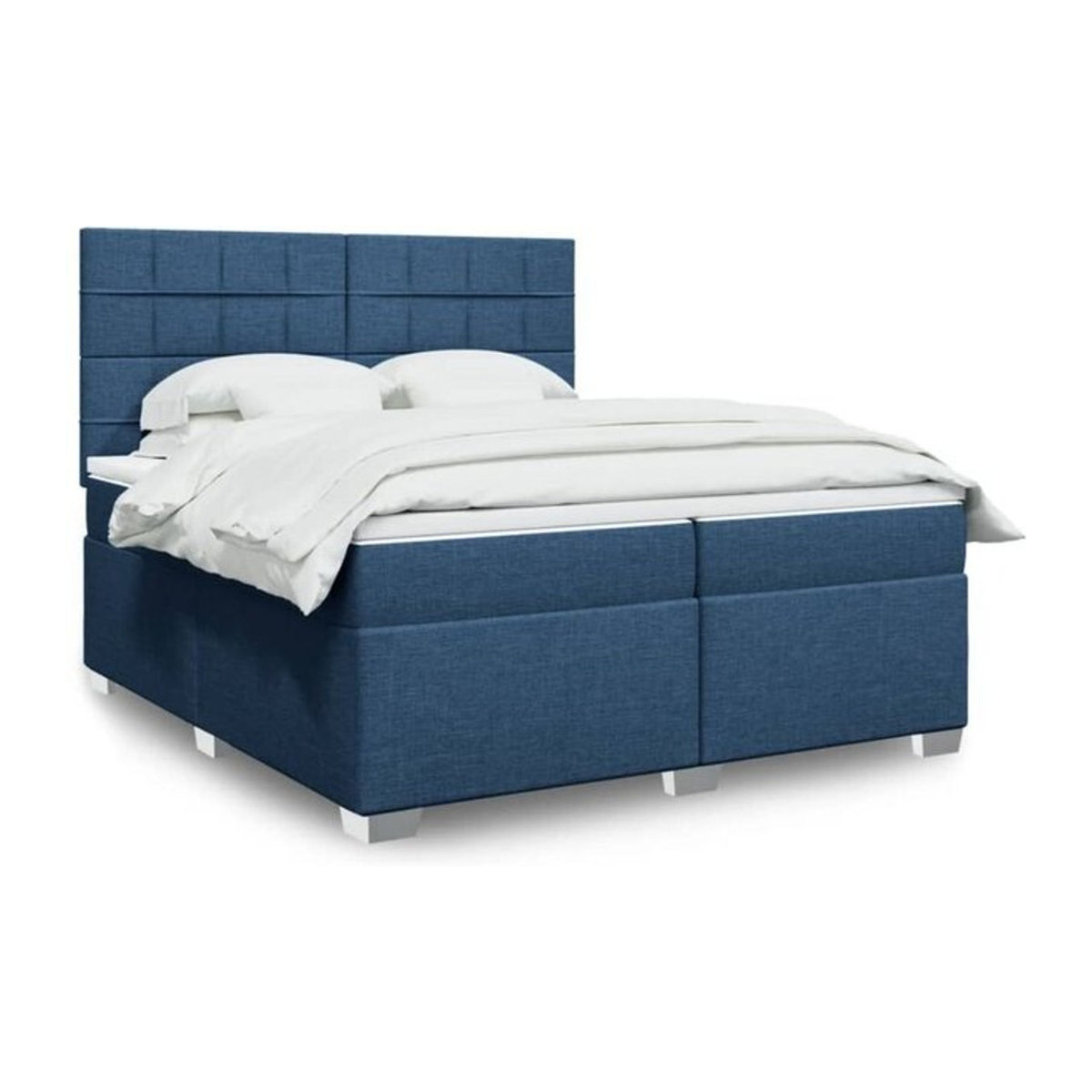 Vidaxl Boxspringbett mit Matratze in Blau und Weiß aus Stoff und Holzwerkstoff B/T: 200 x 200 cm - Bild 1