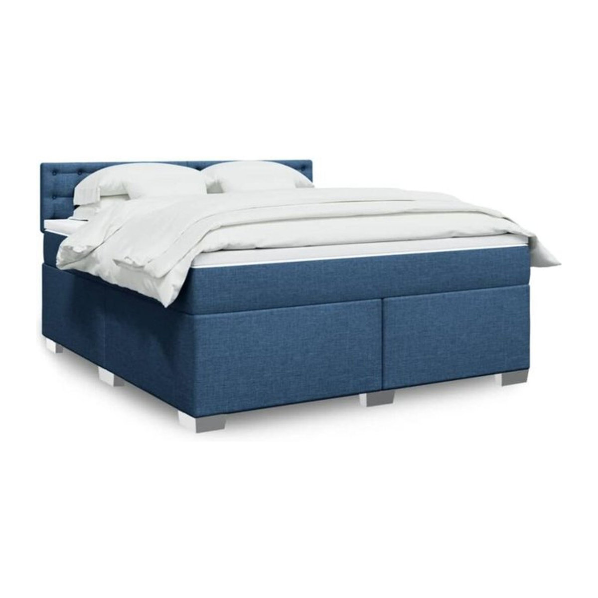 Vidaxl Boxspringbett mit Matratze in Blau und Weiß aus Stoff und Holzwerkstoff, B/T/H: 180 x 200 x 100,5 cm - Bild 1