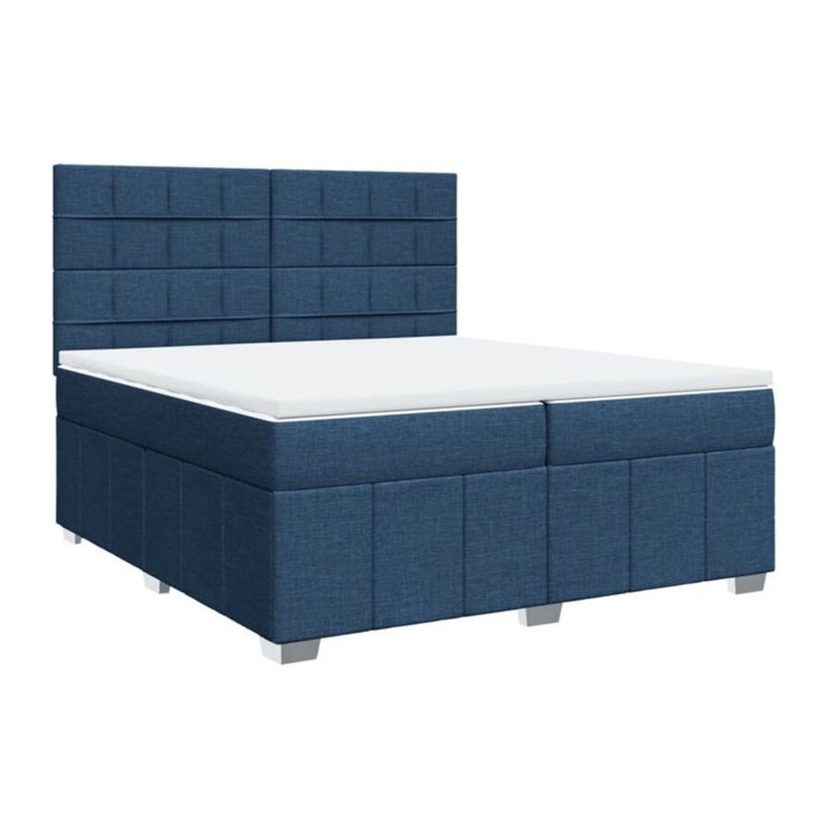 Vidaxl Boxspringbett mit Matratze in Blau und Weiß aus Stoff und Holzwerkstoff B/T/H: 200 x 200 x 150,5 cm - Bild 1