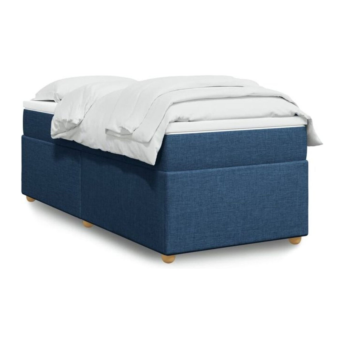 vidaxl Boxspringbett mit Matratze in Blau und Weiß aus Stoff und Holzwerkstoff, B/T/H: 90 x 200 x 46 cm - Bild 1