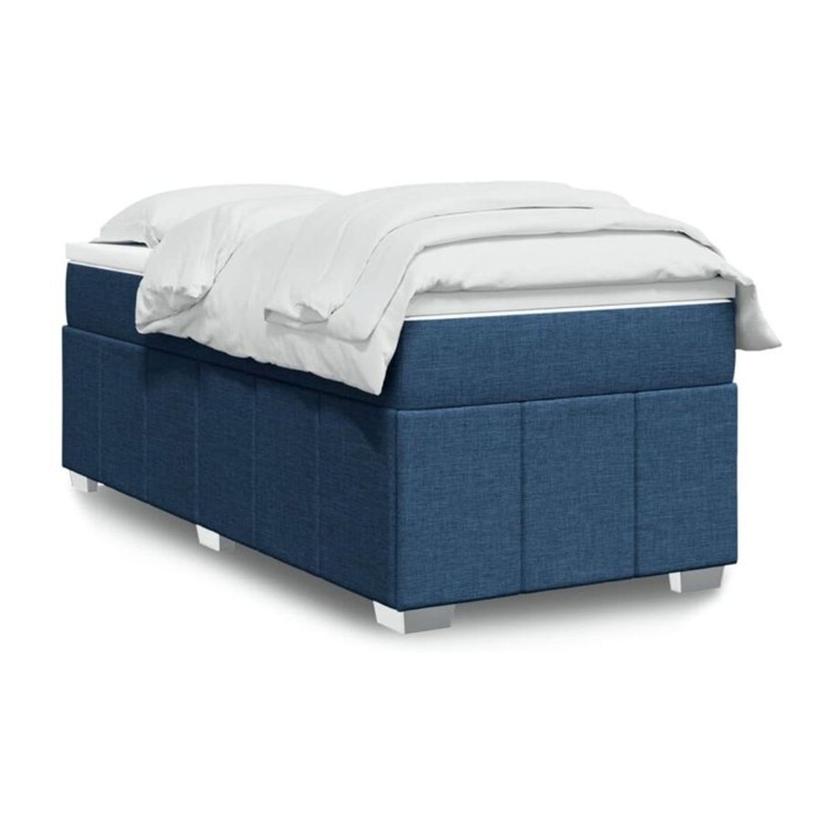 vidaxl Boxspringbett mit Matratze in Blau und Weiß aus Stoff und Holzwerkstoff, B/T/H: 90 x 200 x 46 cm - Bild 1
