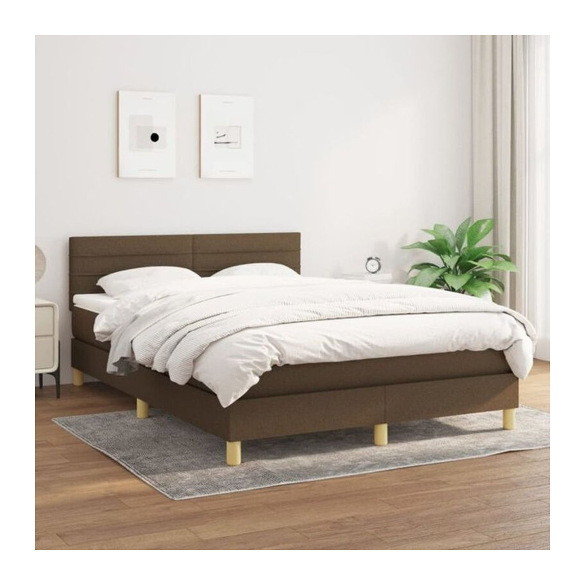 vidaxl Boxspringbett mit Matratze in Braun aus Stoff, B/B: 140 x 190 cm - Bild 1