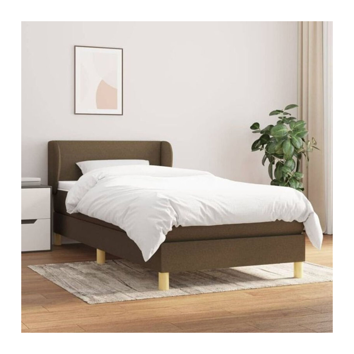 vidaxl Boxspringbett mit Matratze in Braun aus Stoff, B/H: 90 x 200 cm - Bild 1