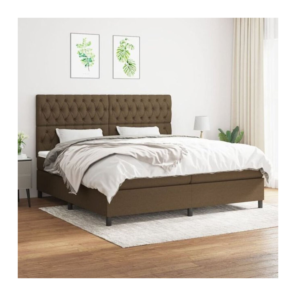 Vidaxl Boxspringbett mit Matratze in Braun aus Stoff, B/T: 200 x 200 cm - Bild 1