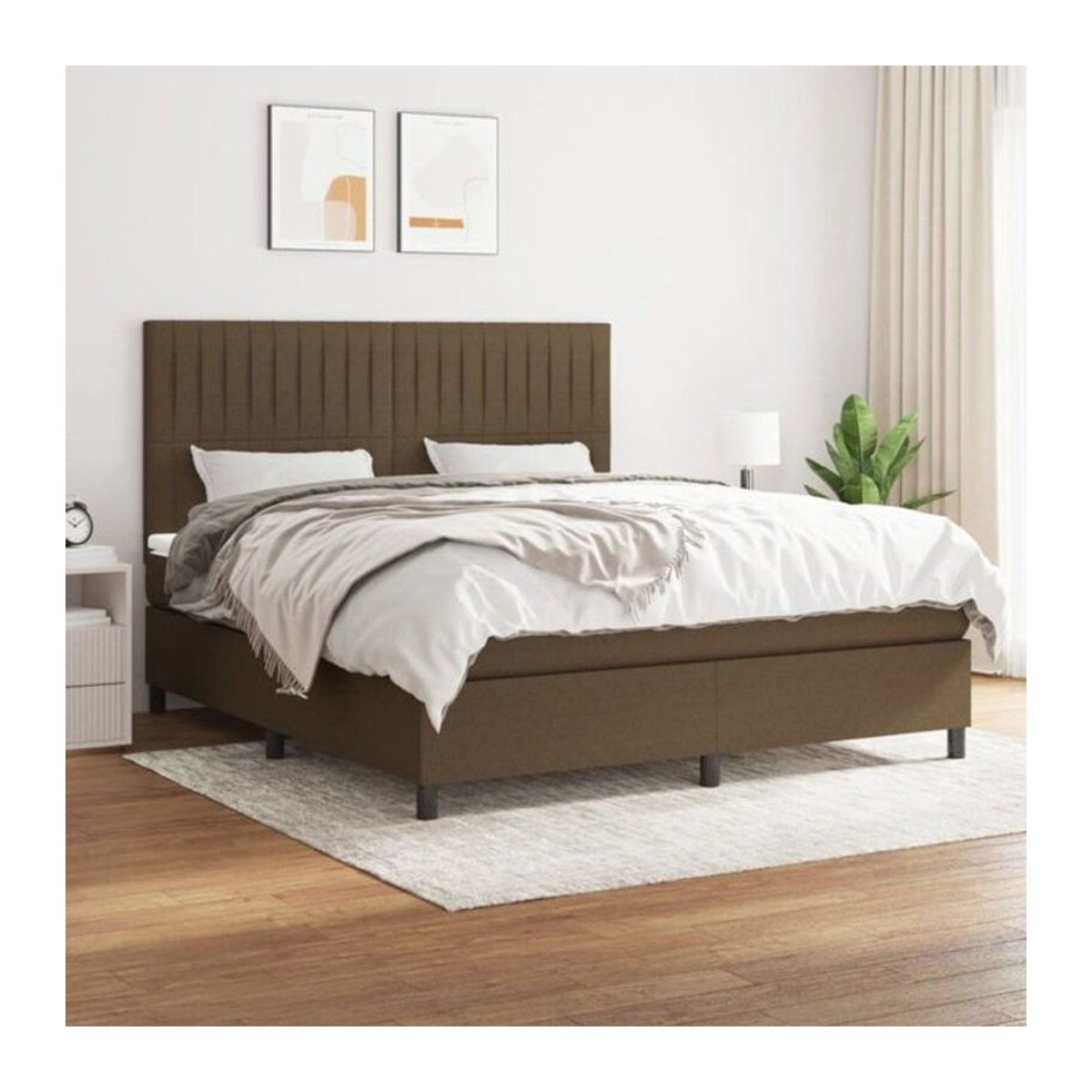Vidaxl Boxspringbett mit Matratze in Braun aus Stoff, B/T/H: 180 x 200 x 118 cm - Bild 1