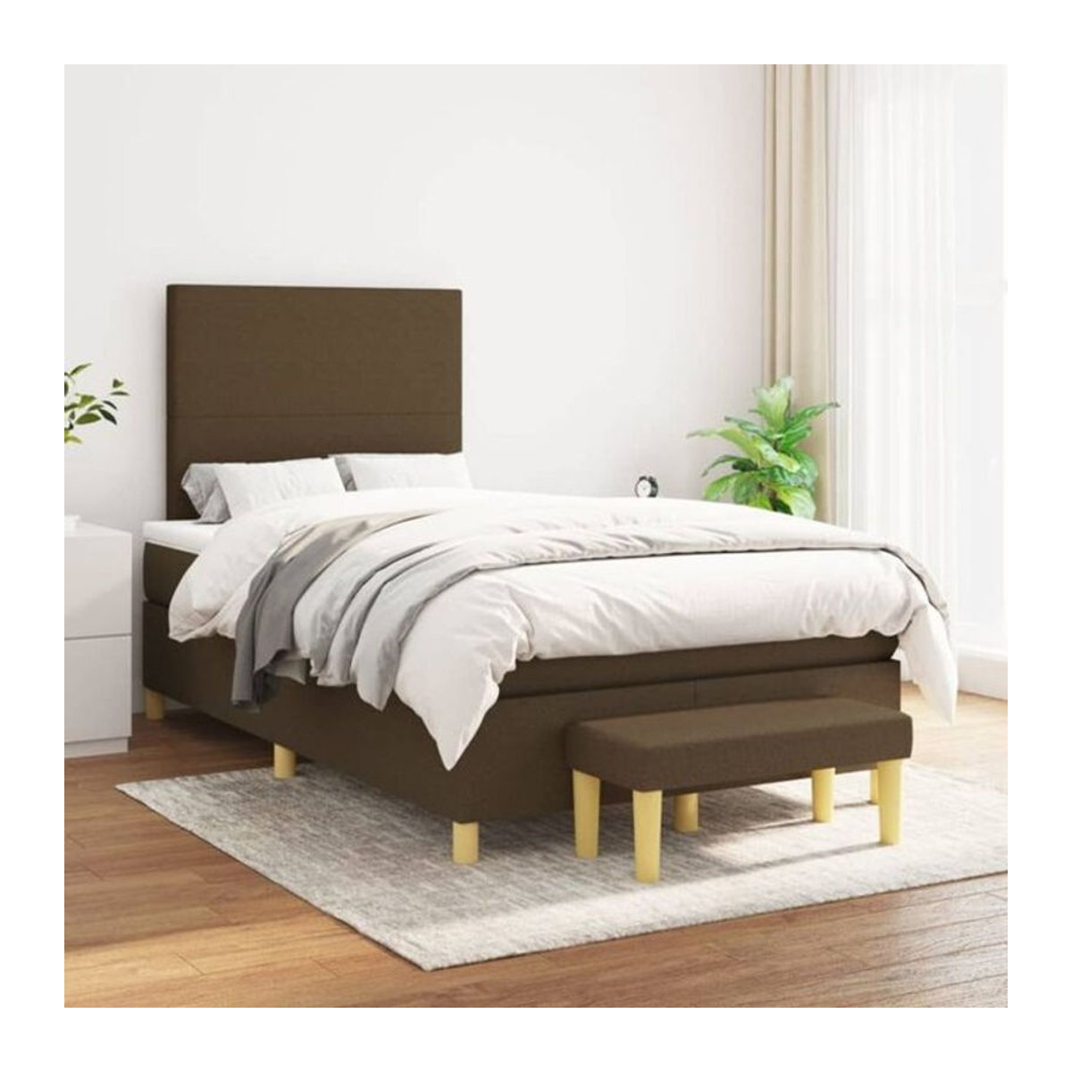 Vidaxl Boxspringbett mit Matratze in Braun aus Stoff, B/T/H: 200 x 120 x 118 cm - Bild 1