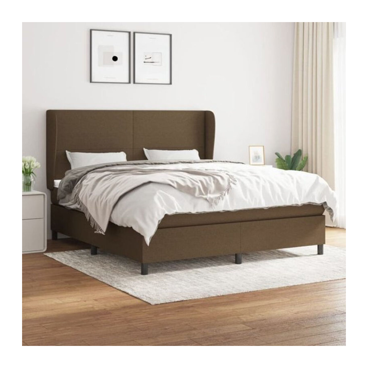 vidaxl Boxspringbett mit Matratze in Braun aus Stoff, Modernes Polsterbett B/T: 160 x 200 cm - Bild 1
