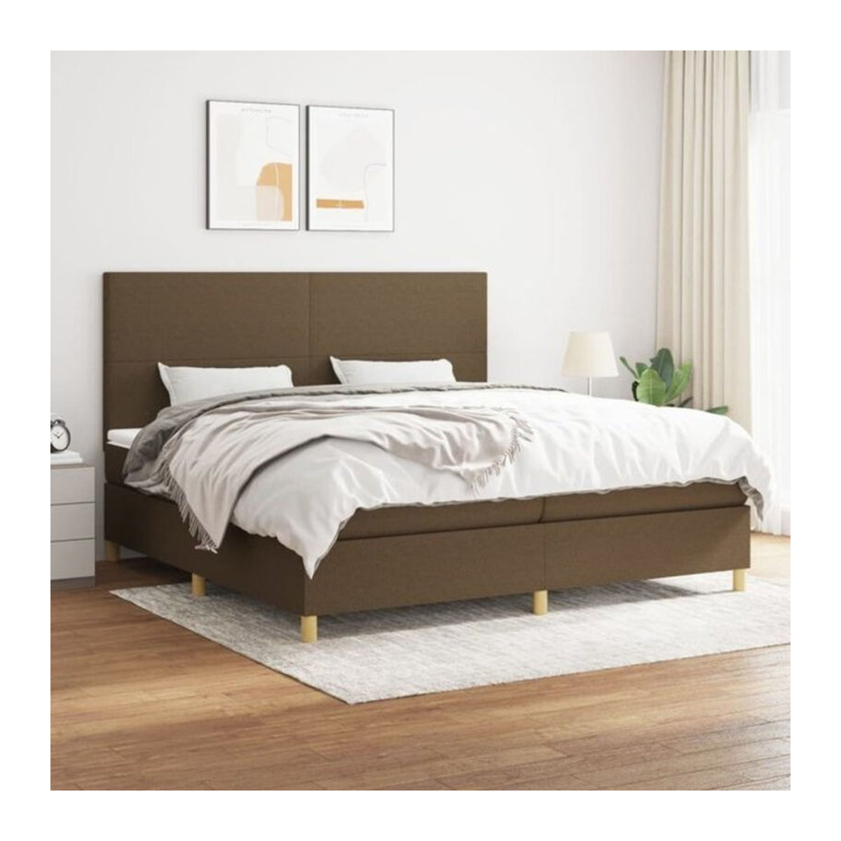 Vidaxl Boxspringbett mit Matratze in Braun aus Stoff und Holzwerkstoff, B/T: 200 x 200 cm - Bild 1