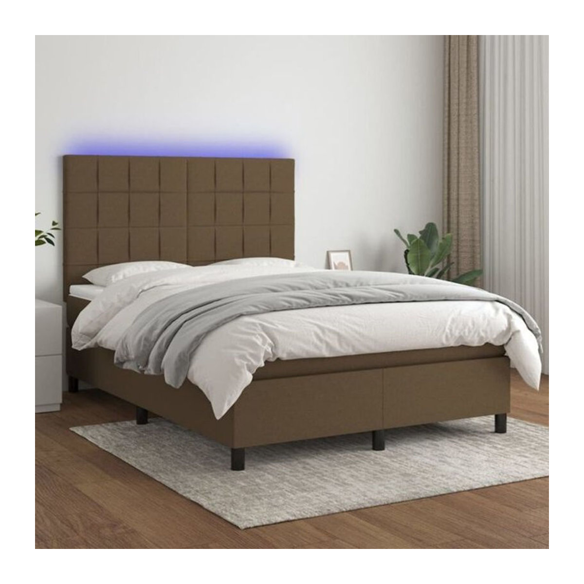 vidaxl Boxspringbett mit Matratze in Braun aus Stoff und Holzwerkstoff, B/T/H: 140 x 200 x 128 cm - Bild 1