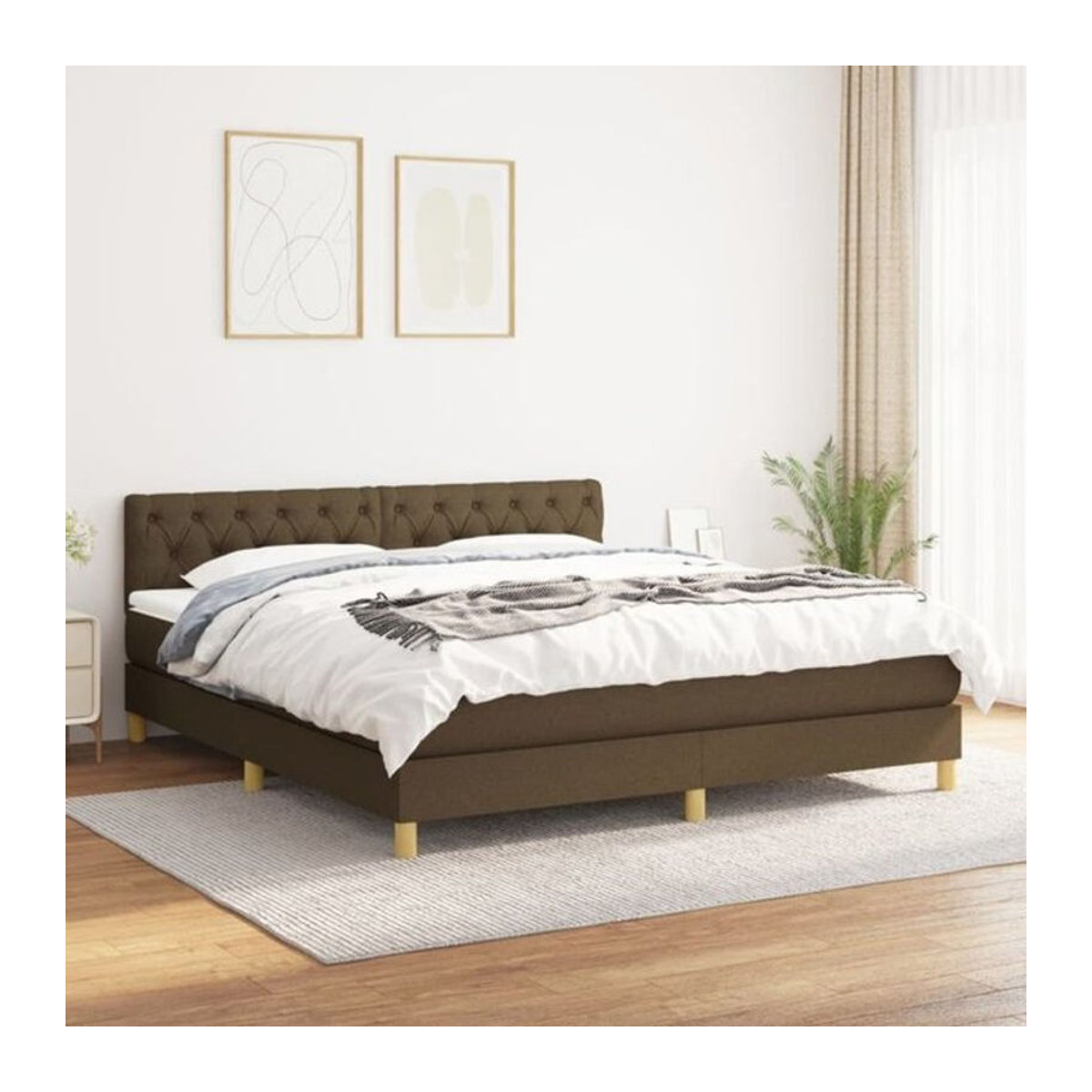 Vidaxl Boxspringbett mit Matratze in Braun aus Stoff und Holzwerkstoff, B/T/H: 160 x 200 cm - Bild 1