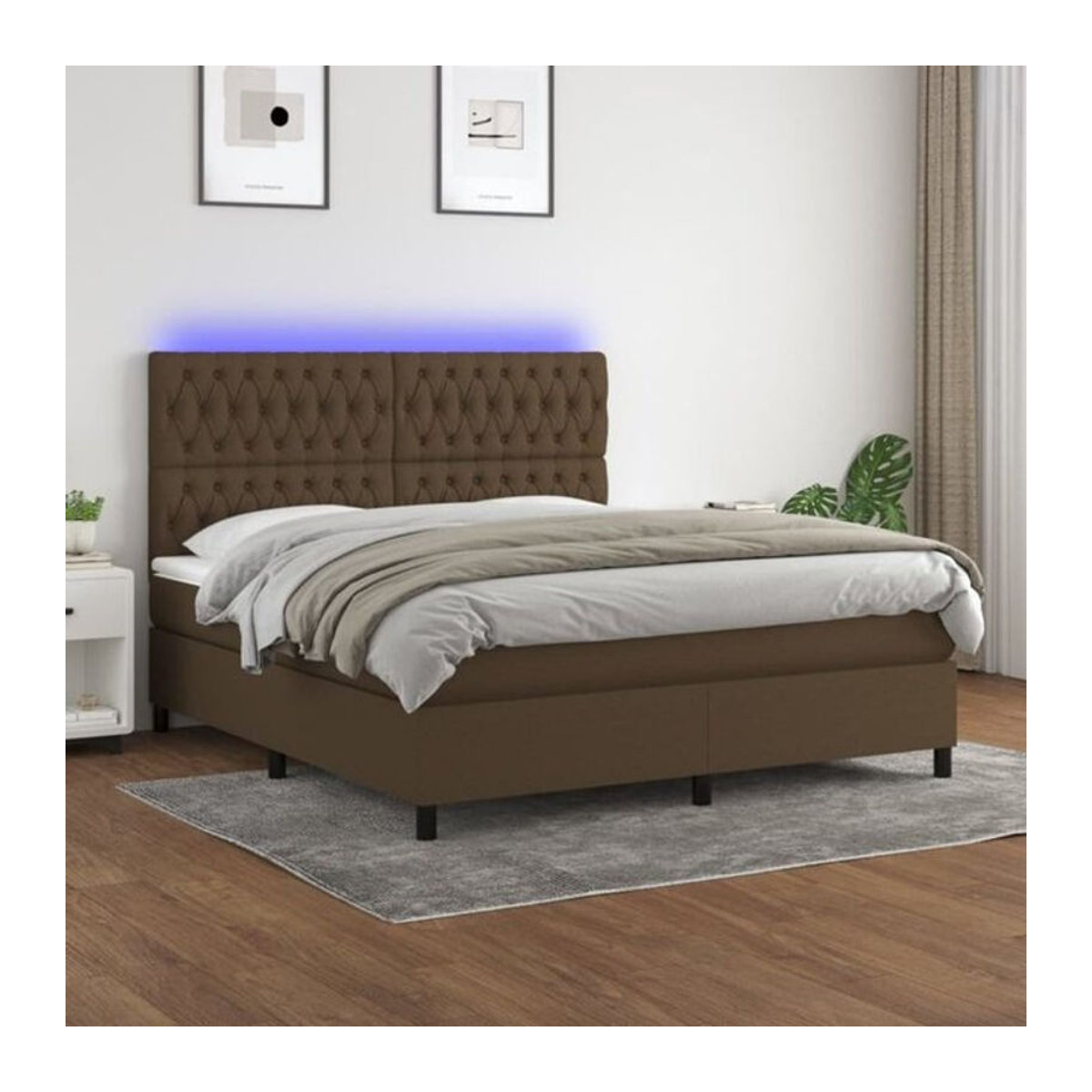 vidaxl Boxspringbett mit Matratze in Braun aus Stoff und Holzwerkstoff B/T/H: 160 x 200 x 118 cm - Bild 1