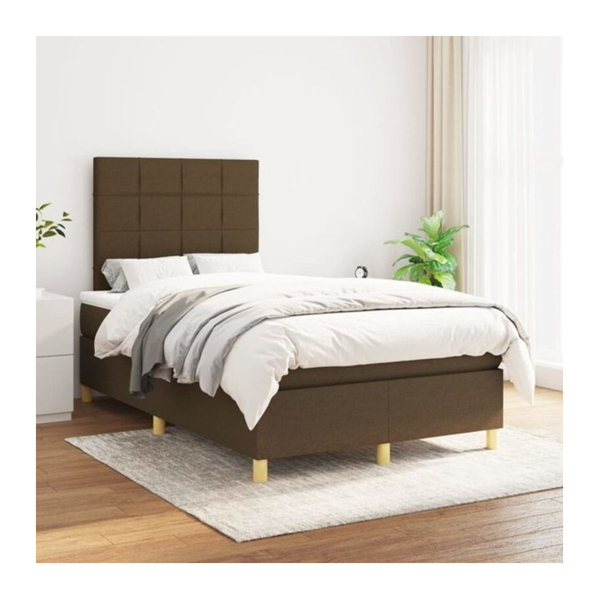 vidaxl Boxspringbett mit Matratze in Braun aus Stoff und Holzwerkstoff B/T/H: 200 x 120 x 118 cm - Bild 1