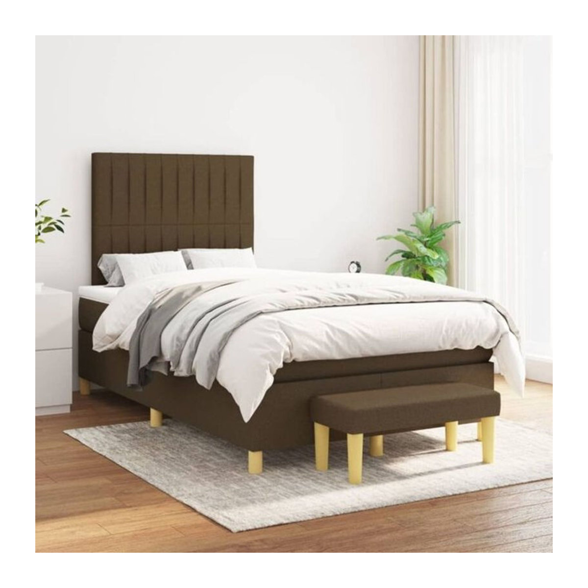 vidaxl Boxspringbett mit Matratze in Braun aus Stoff und Holzwerkstoff B/T/H: 200 x 120 x 118 cm - Bild 1