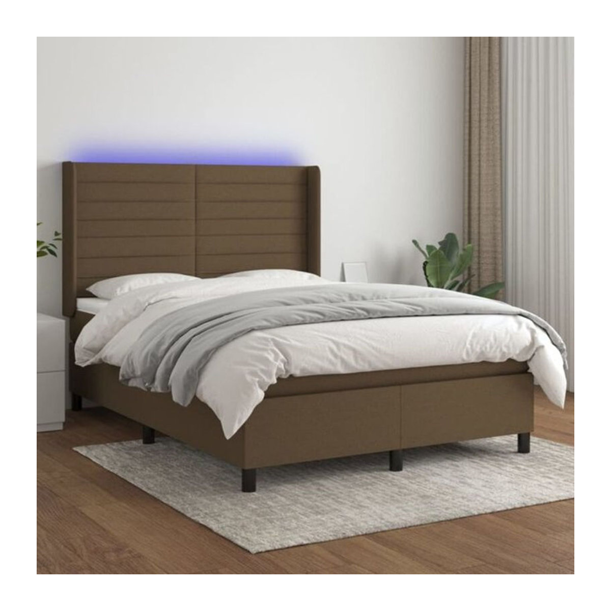 vidaxl Boxspringbett mit Matratze in Braun aus Stoff und Holzwerkstoff, B/T/H: 200 x 140 x 118 cm - Bild 1