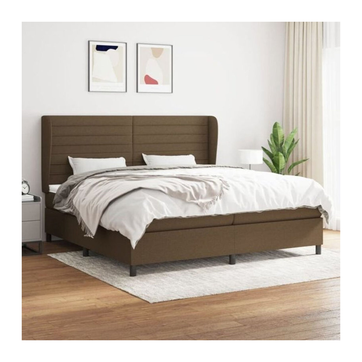 Vidaxl Boxspringbett mit Matratze in Braun aus Stoff und Holzwerkstoff B/T/H: 200 x 200 x 118 cm - Bild 1