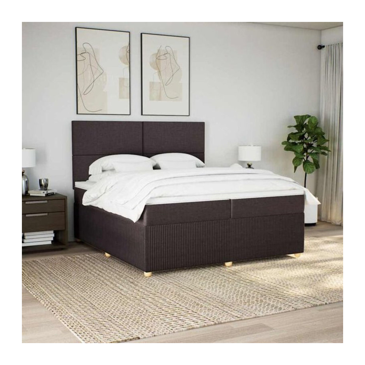 Vidaxl Boxspringbett mit Matratze in Braun aus Stoff und Holzwerkstoff B/T/H: 200 x 200 x 140,5 cm - Bild 1