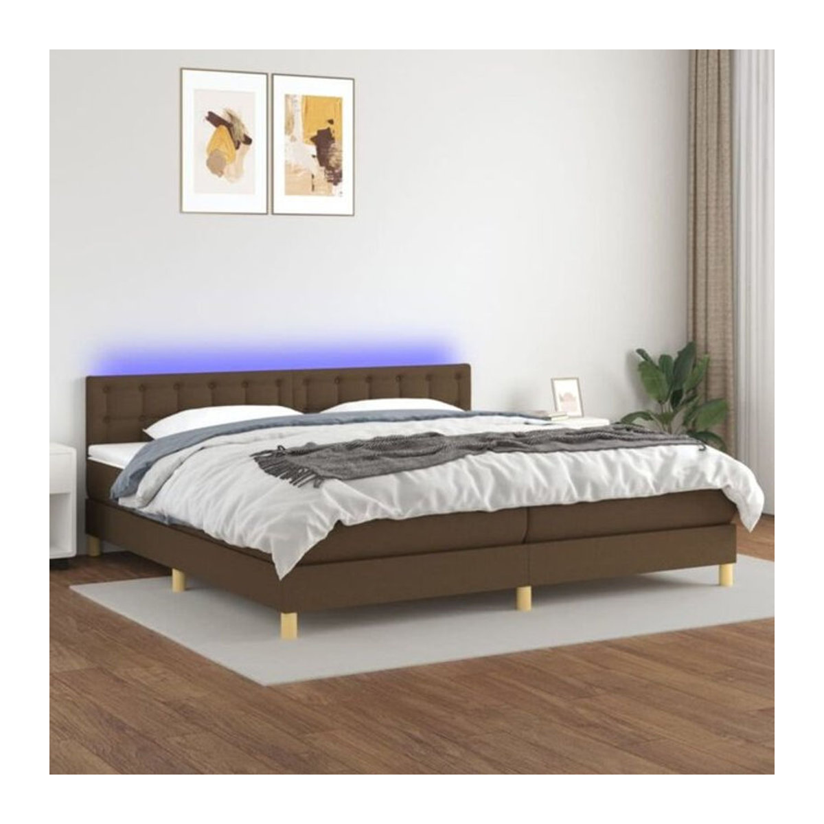 Vidaxl Boxspringbett mit Matratze in Braun aus Stoff und Holzwerkstoff B/T/H: 200 x 200 x 78 cm - Bild 1