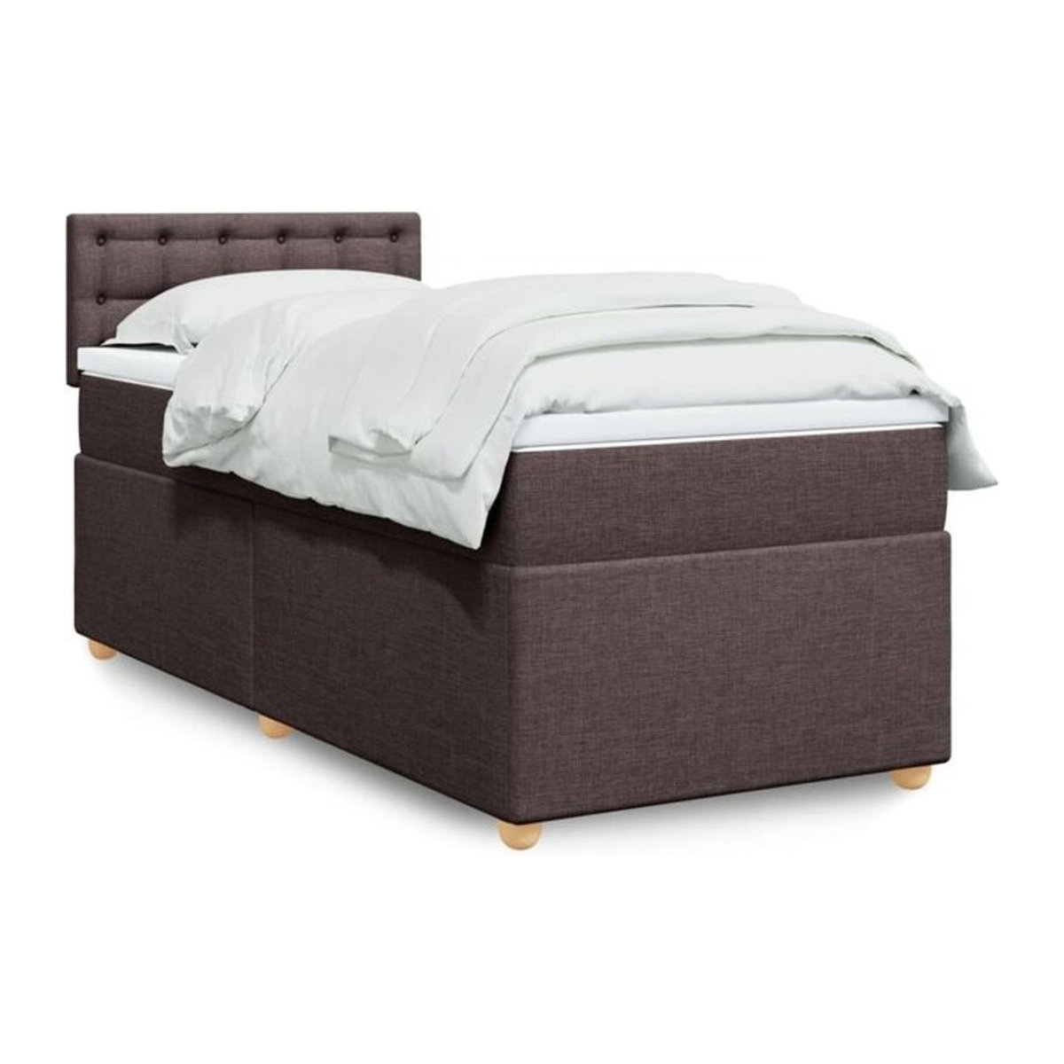 vidaxl Boxspringbett mit Matratze in Braun aus Stoff und Holzwerkstoff, B/T/H: 90 x 200 x 100,5 cm - Bild 1