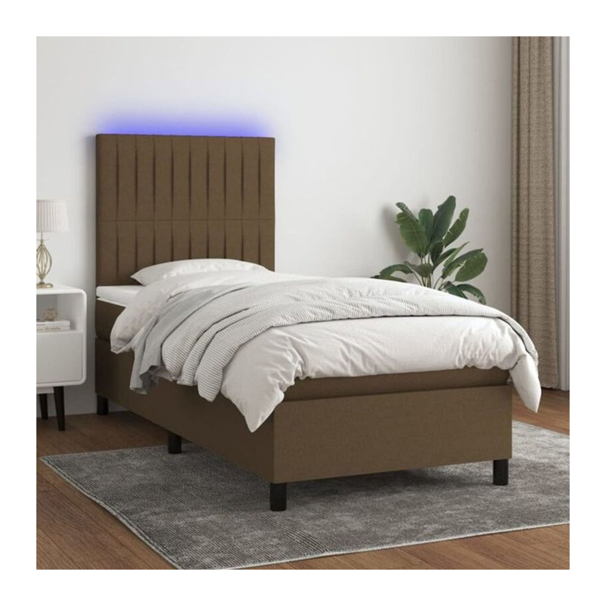Vidaxl Boxspringbett mit Matratze in Braun aus Stoff und Holzwerkstoff, B/T/H: 90 x 200 x 118 cm - Bild 1