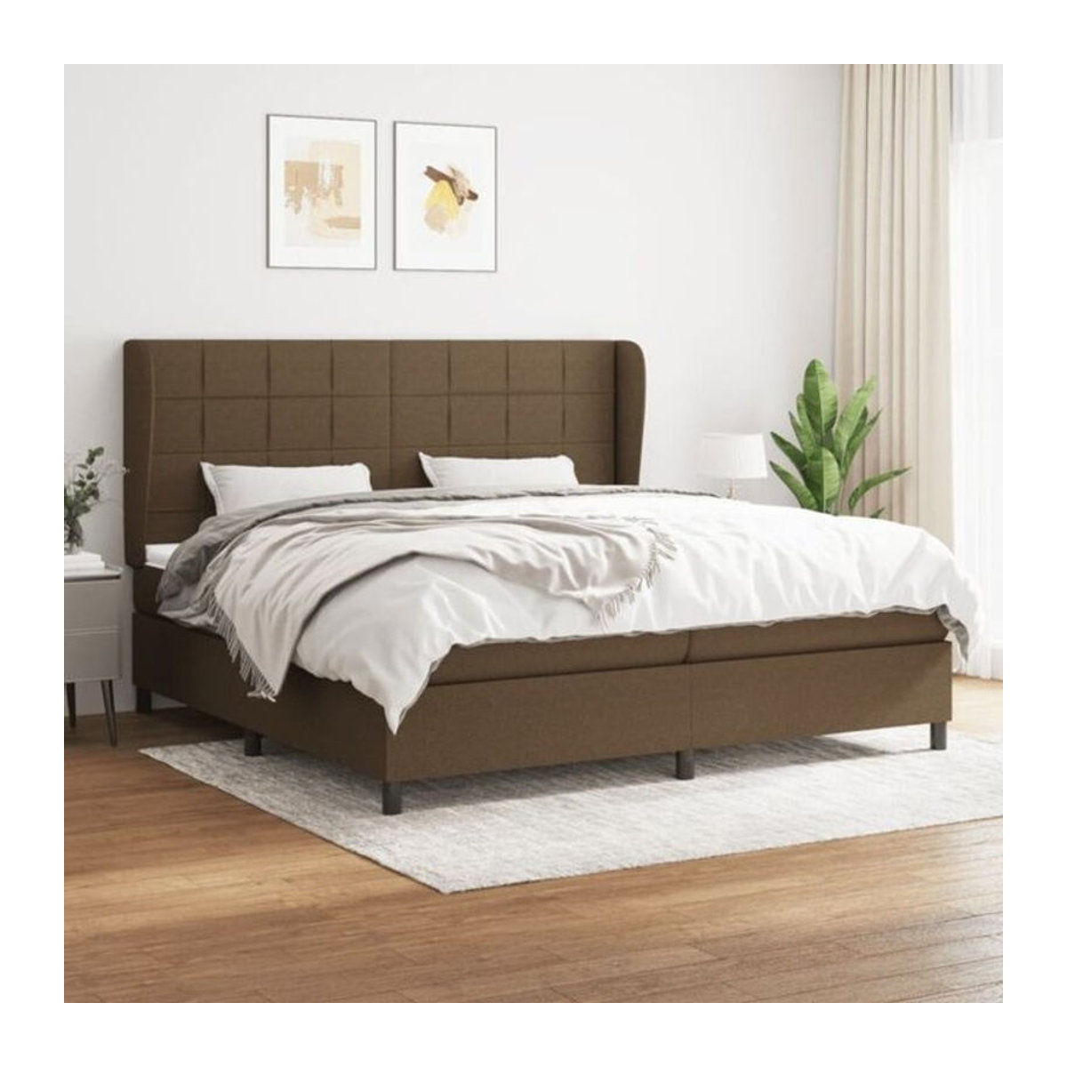 Vidaxl Boxspringbett mit Matratze in Braun aus Stoff und Massivholz B/T/H: 200 x 200 x 118 cm - Bild 1