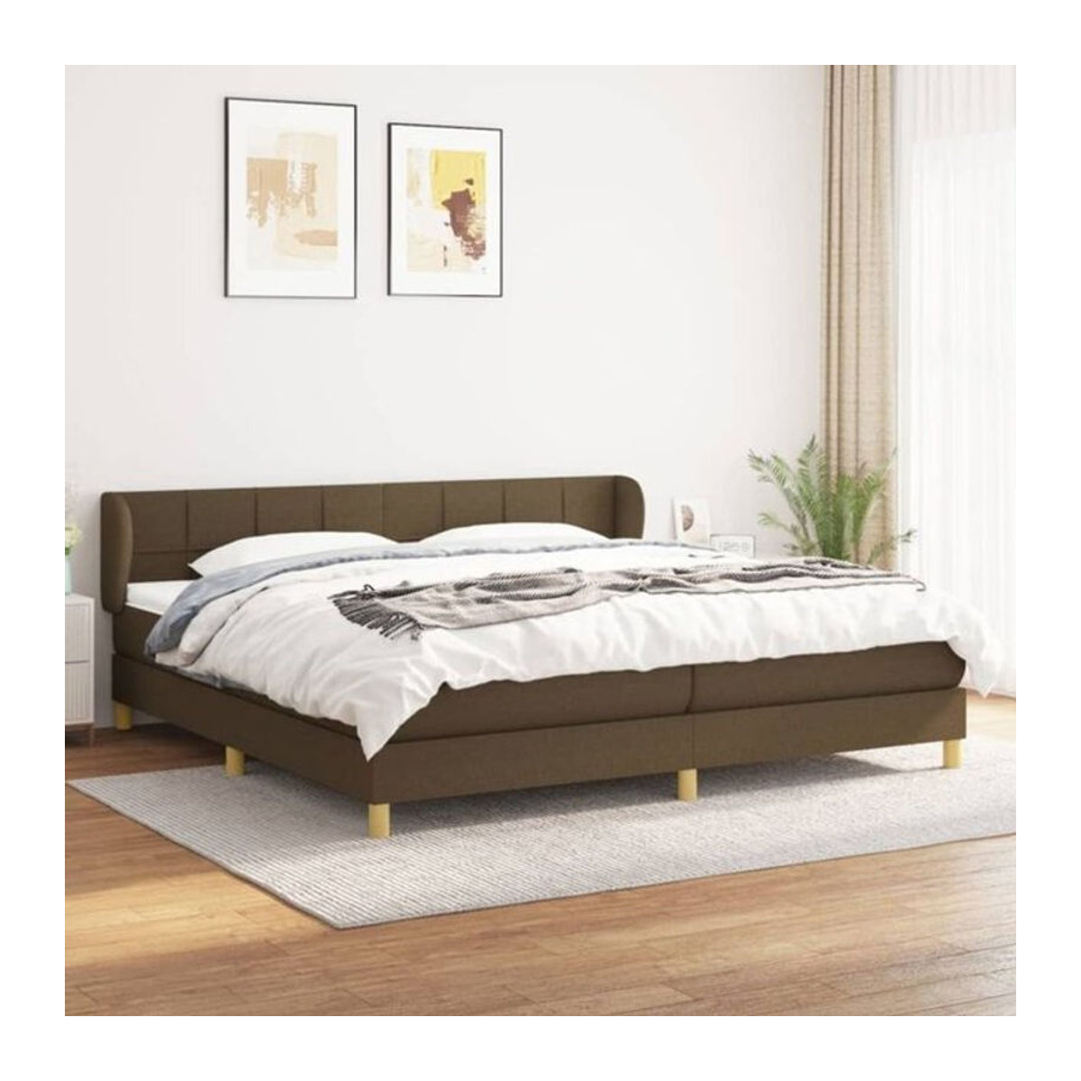 Vidaxl Boxspringbett mit Matratze in Braun aus Stoff und Massivholz, B/T/H: 200 x 200 x 88 cm - Bild 1