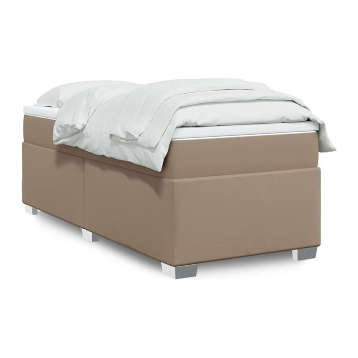 vidaxl Boxspringbett mit Matratze in Braun, Modernes Design aus Kunstleder und Holzwerkstoff, B/T/H: 90 x 200 x 46 cm - Bild 1