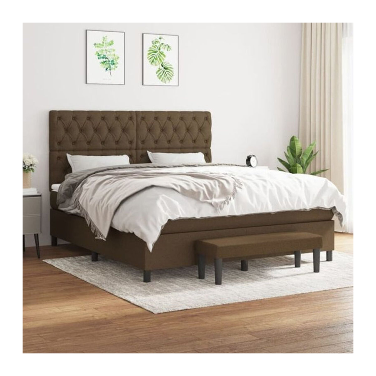 Vidaxl Boxspringbett mit Matratze in Braun und Weiß aus Stoff, B/T: 160 x 200 cm - Bild 1